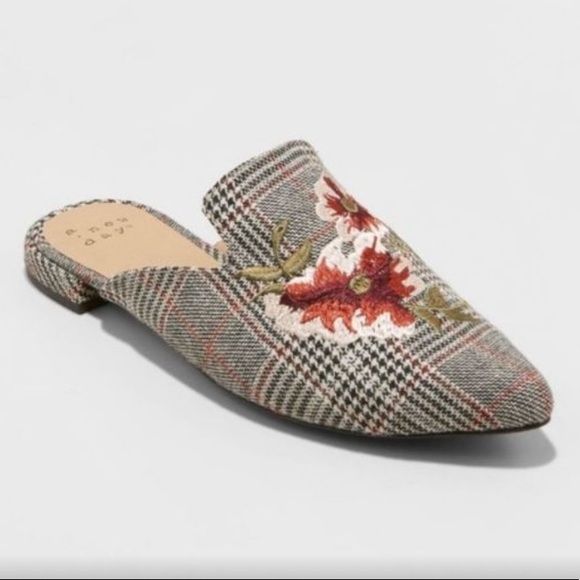 a new day Plaid Floral Mules - Picture 1 of 2